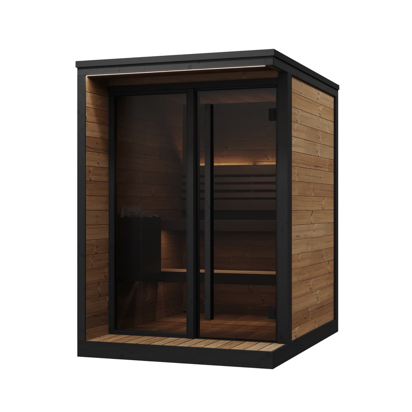 SaunaLife GL4 Garden Luxury outdoor sauna cabin in thermo-spruce with glass front