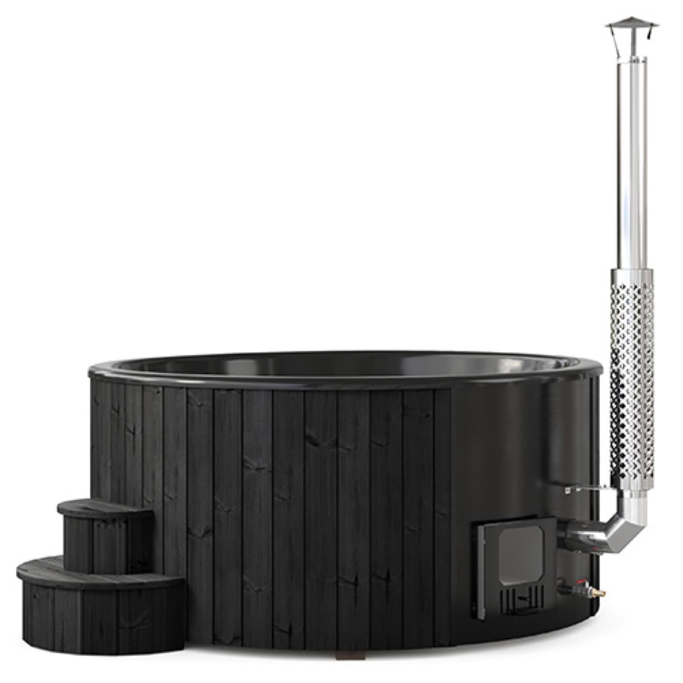 SaunaLife Model S6B Soak-Series Home Wood-Burning Hot Tub, Black, Up to 7 Persons