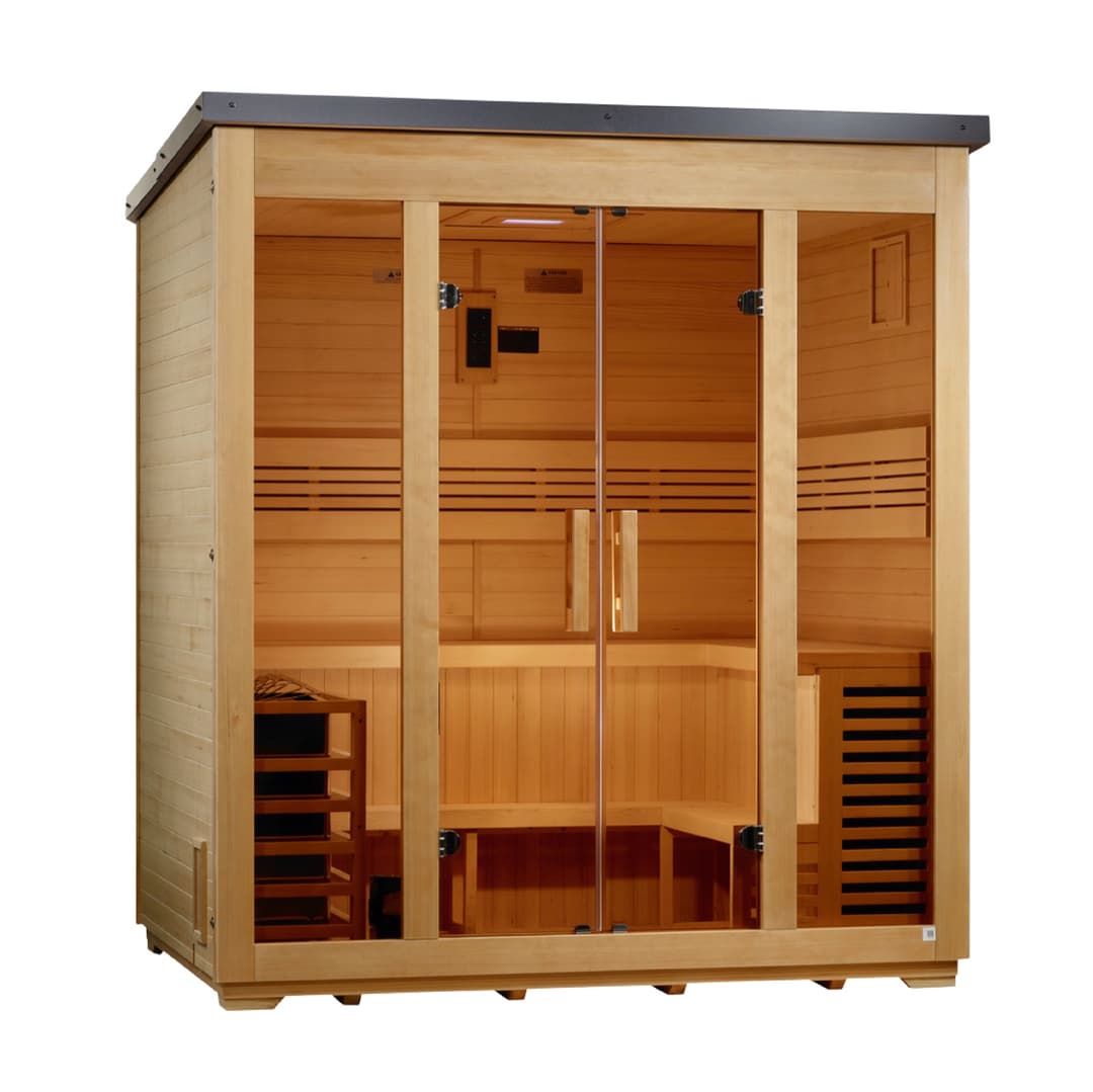 Golden Designs "Vorarlberg" 5-Person Outdoor Traditional Sauna, Flat Roof
