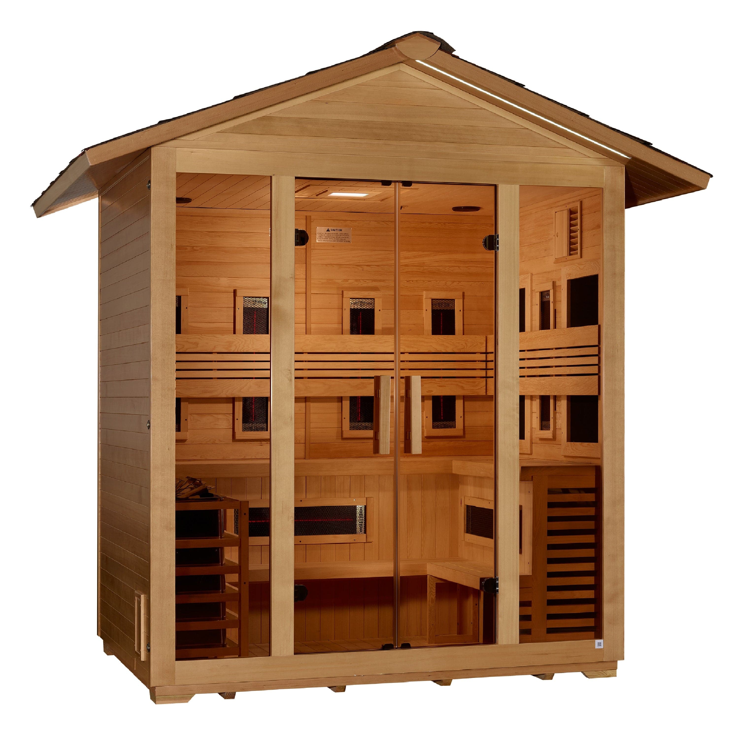 Golden Designs Gargellen 5-Person Hybrid Outdoor Sauna (Full Spectrum IR + Traditional Stove)