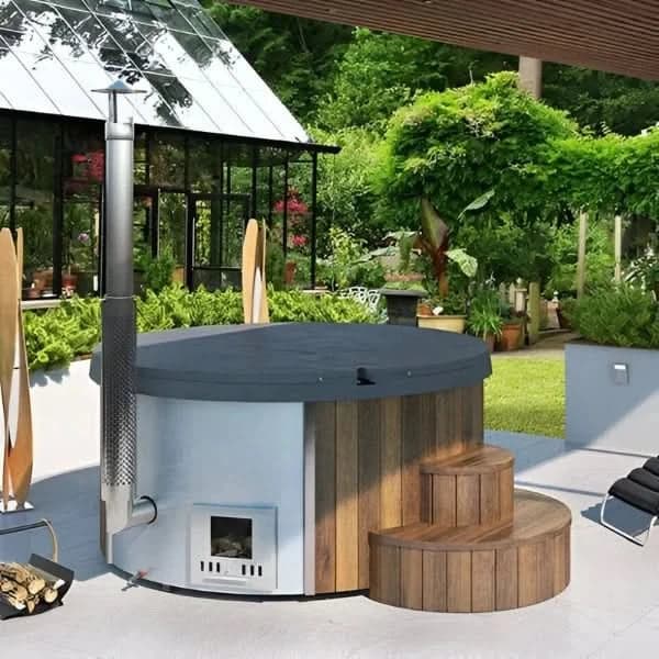 SaunaLife Model S4N Soak-Series Wood-Burning Hot Tub (Natural, Up to 6 Persons)