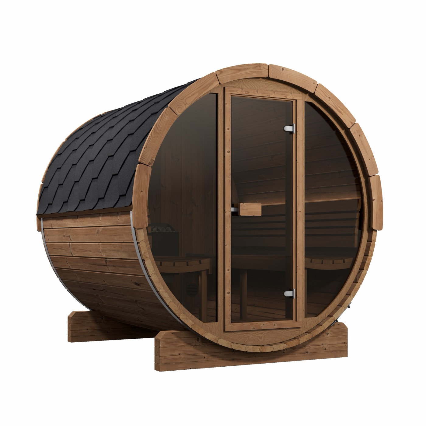 SaunaLife Model E8G Sauna Barrel Glass Front