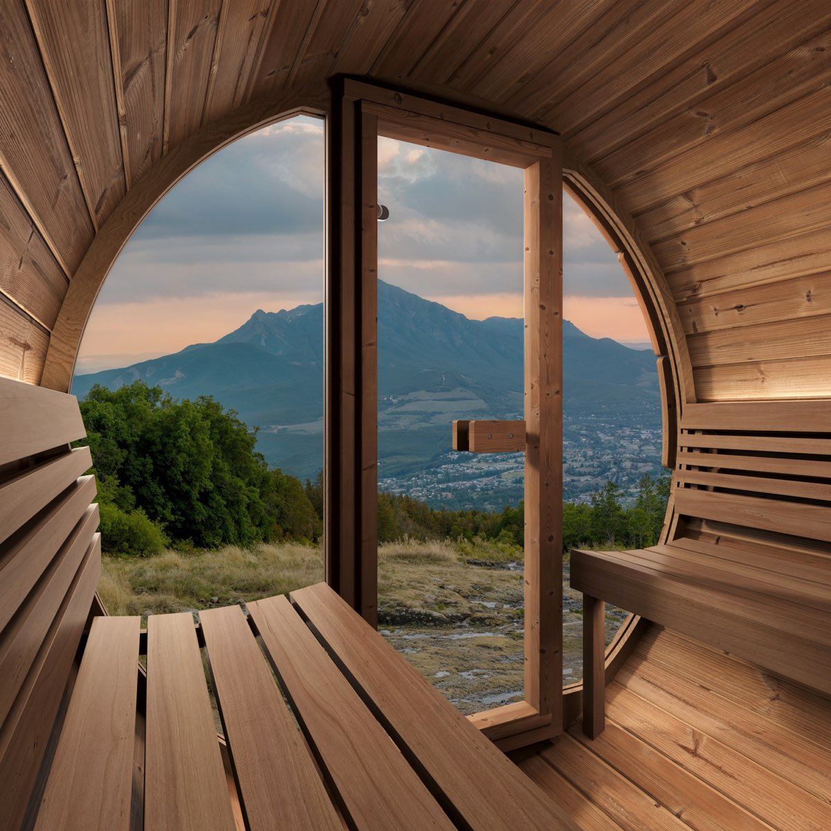 SaunaLife Model E8G Sauna Barrel Glass Front, view 7