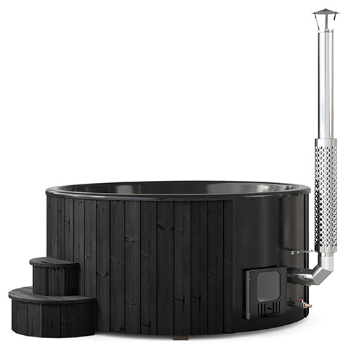 SaunaLife Model S6B Soak-Series Home Wood-Burning Hot Tub, Black, Up to 7 Persons