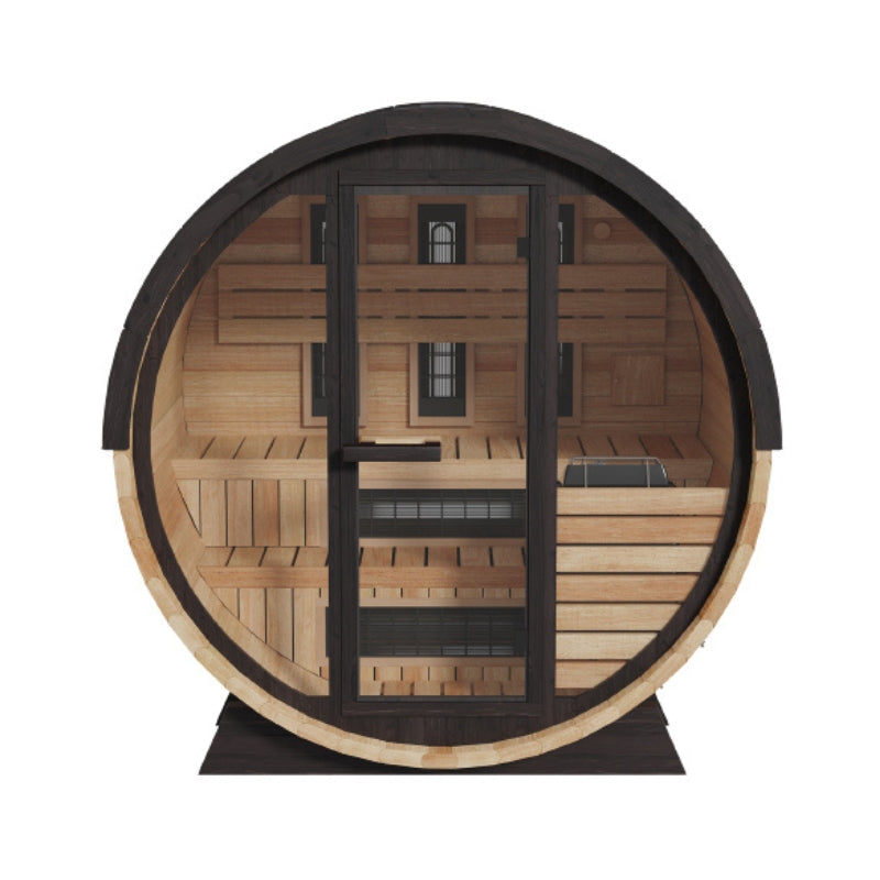Finnmark FD-7 Thermo-Aspen Combination Barrel Sauna (Infrared + Traditional, 6x6 Outdoor)