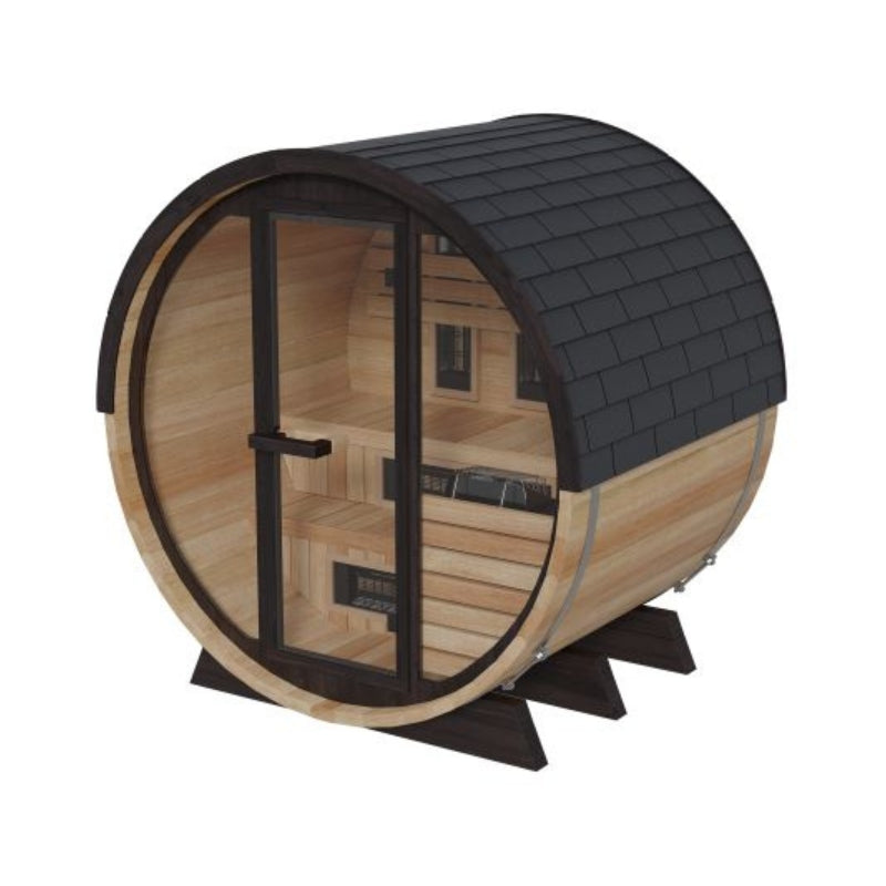 Finnmark FD-7 Thermo-Aspen Combination Barrel Sauna (Infrared + Traditional, 6x6 Outdoor), view 3