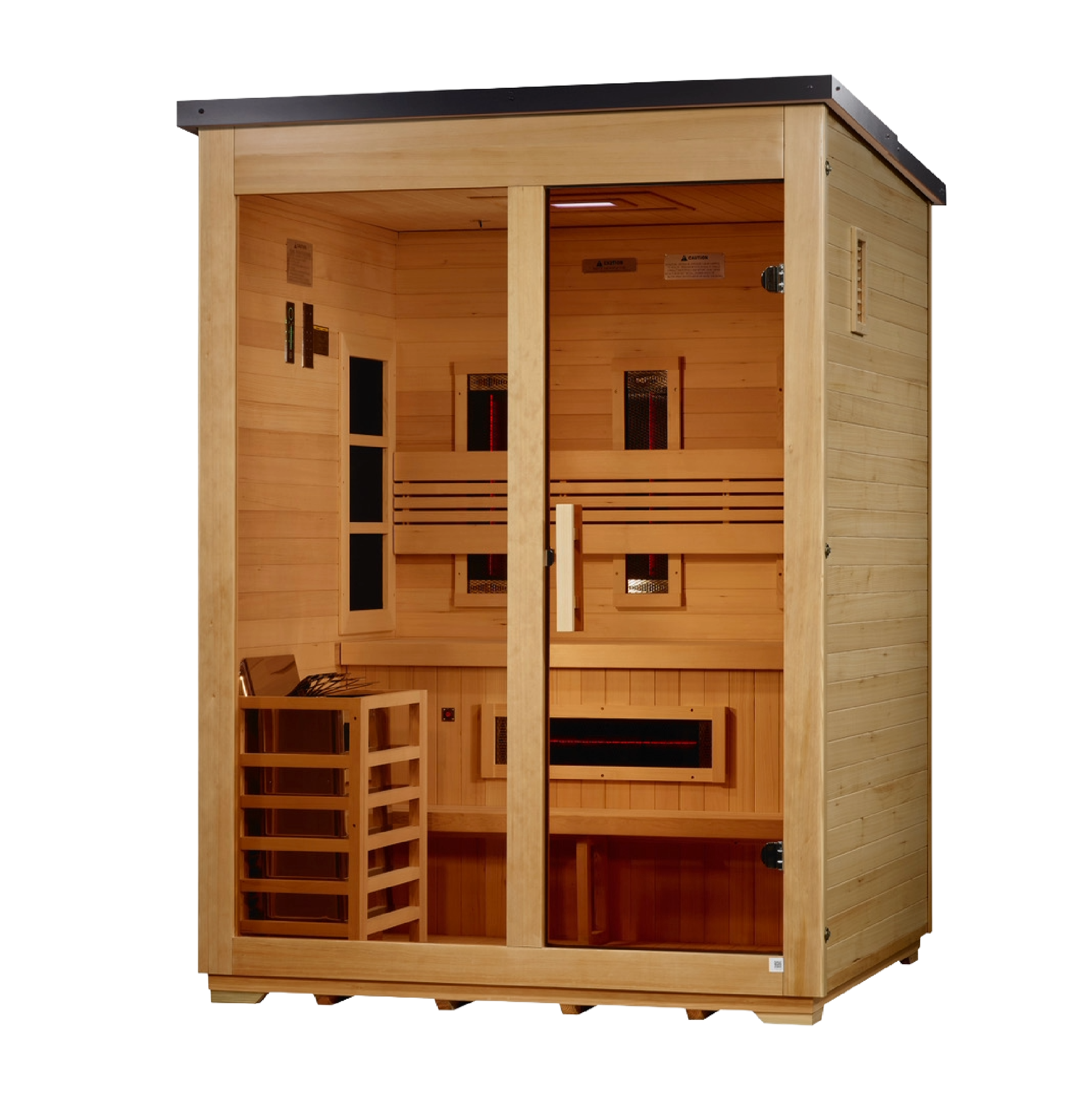 Golden Designs Carinthia 3-Person Hybrid Outdoor Sauna (Full Spectrum IR + Traditional Stove)
