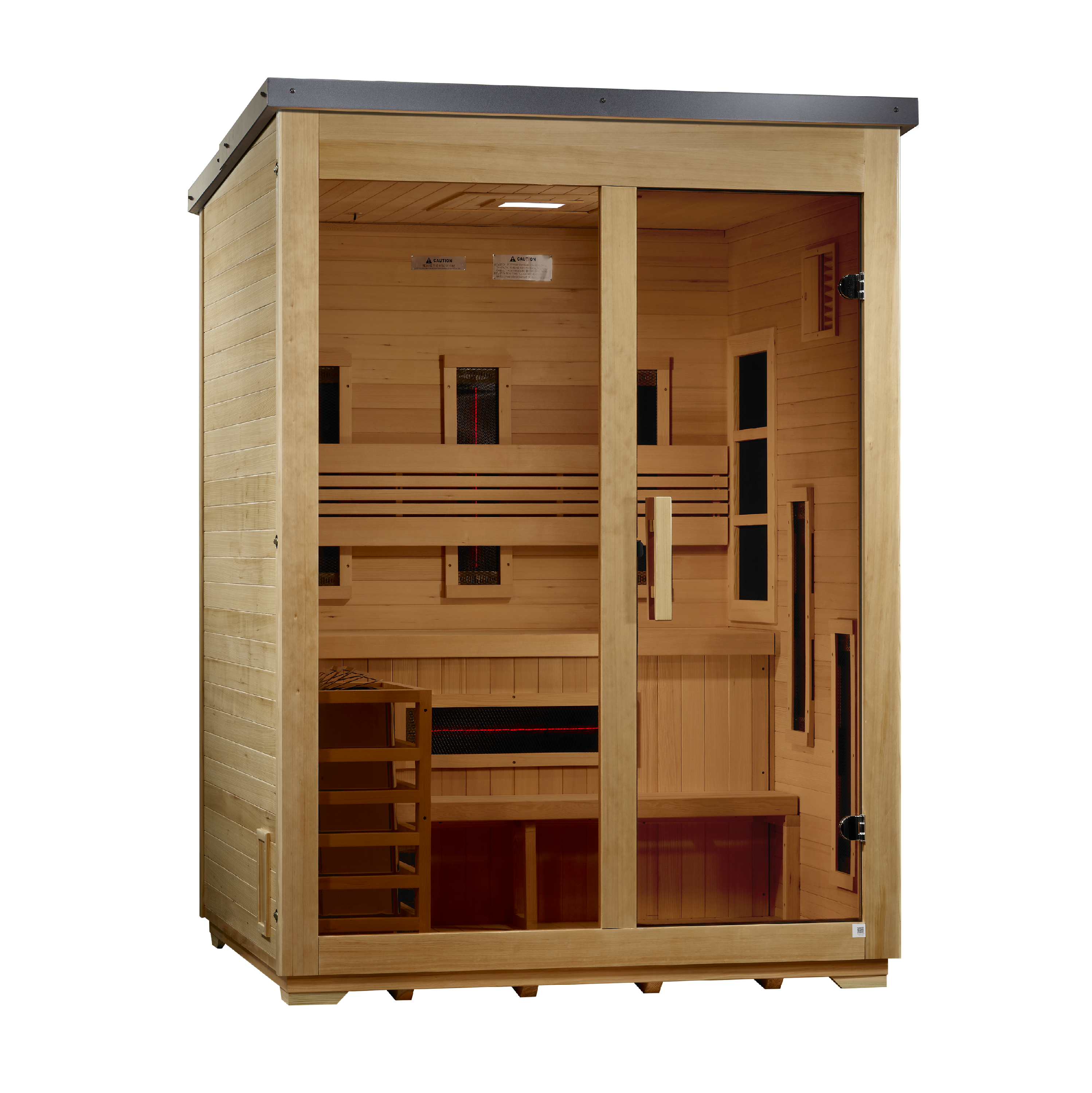 Golden Designs Carinthia 3-Person Hybrid Outdoor Sauna (Full Spectrum IR + Traditional Stove), view 2