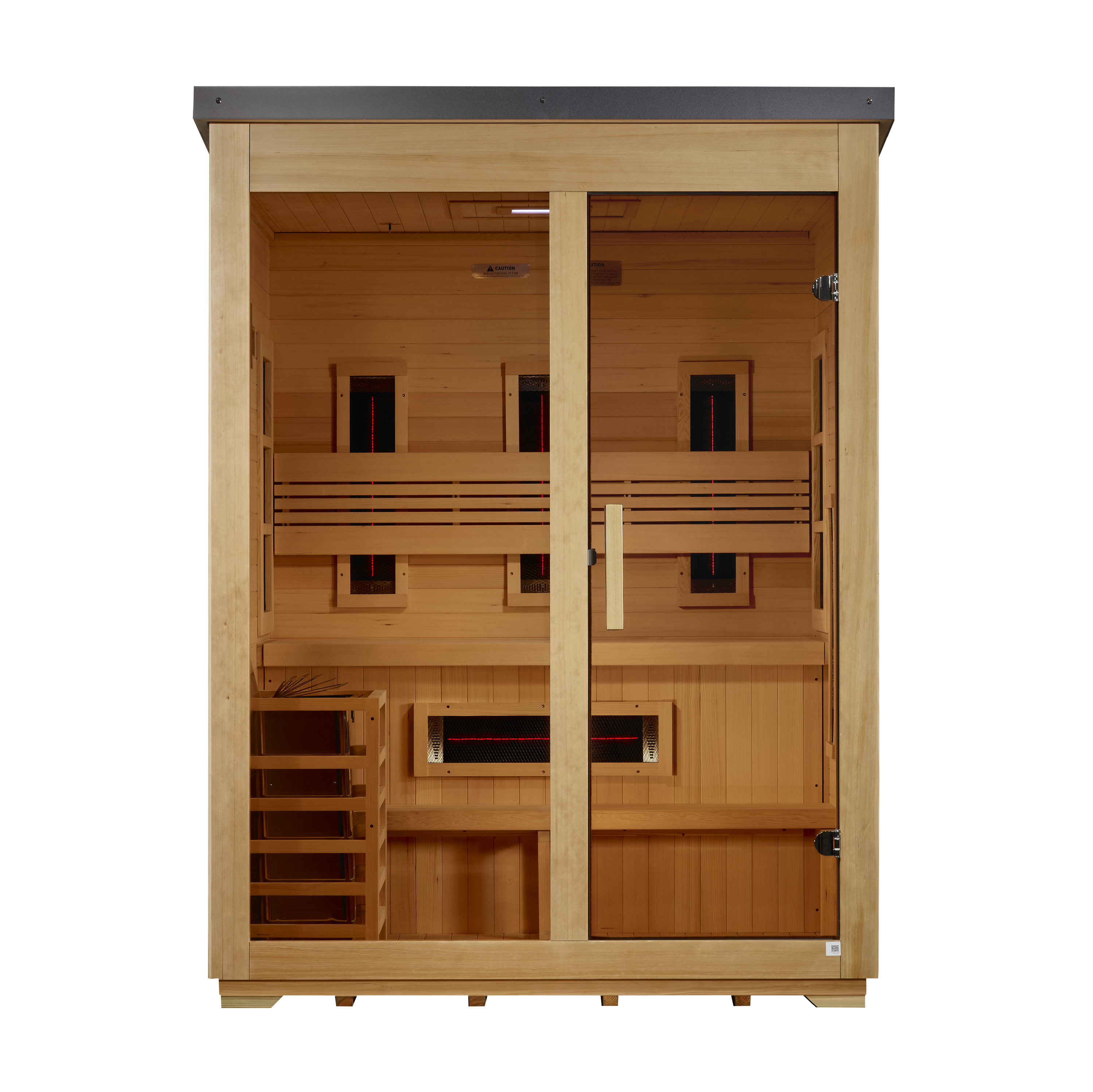 Golden Designs Carinthia 3-Person Hybrid Outdoor Sauna (Full Spectrum IR + Traditional Stove), view 3