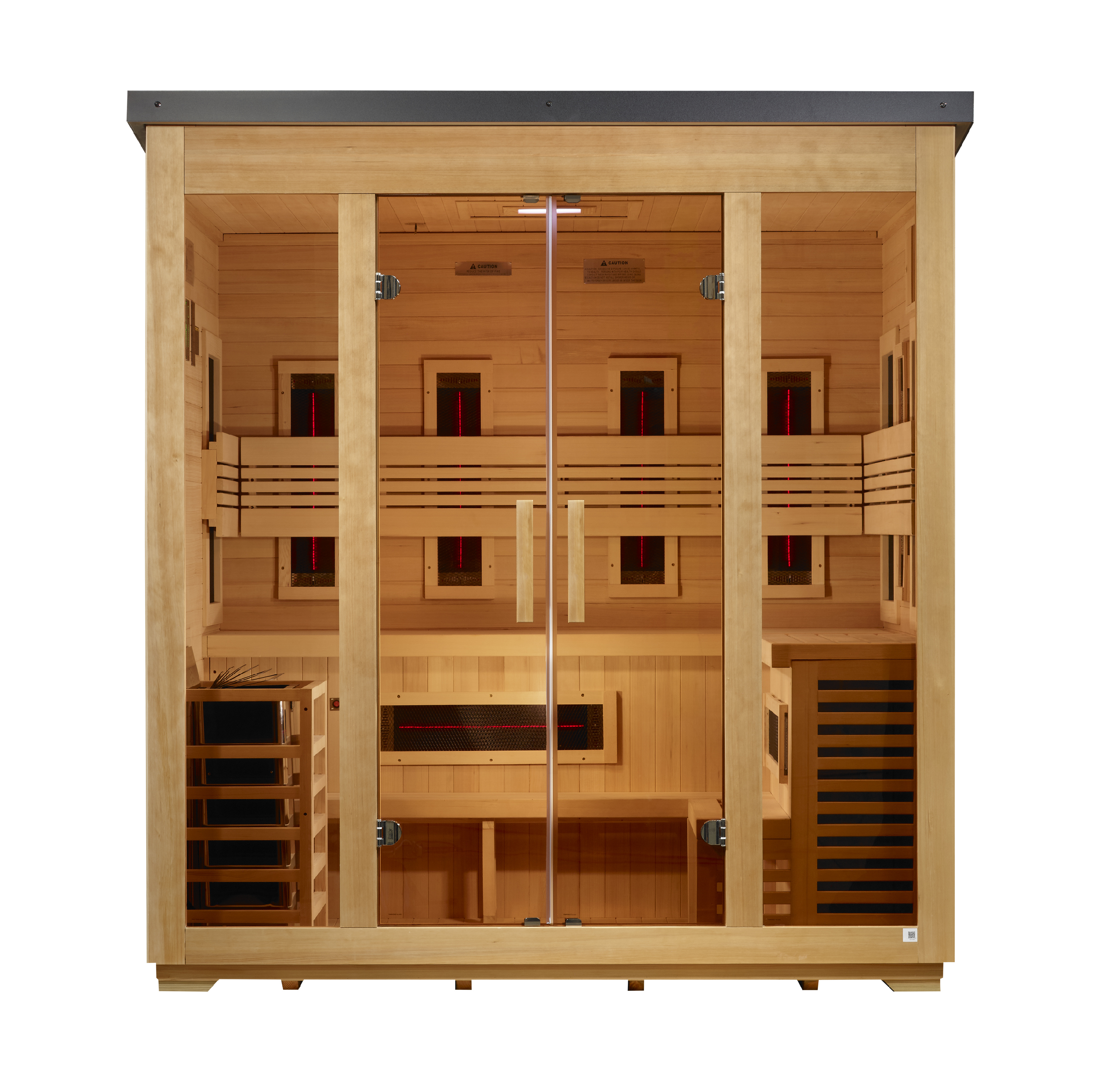 Golden Designs Gargellen 5-Person Hybrid Flat-Roof Outdoor Sauna (Full Spectrum IR + Traditional Stove), view 2