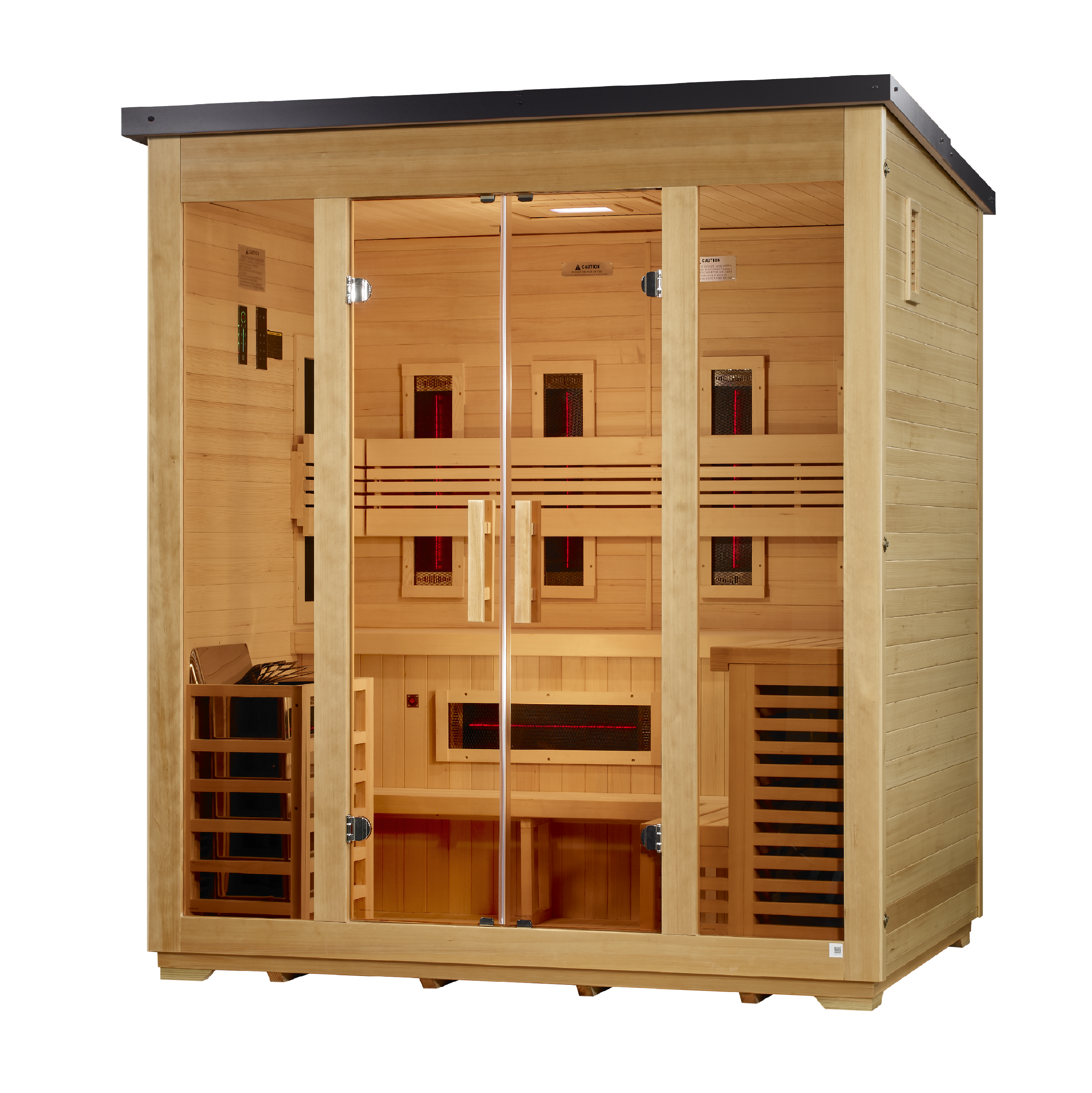 Golden Designs Gargellen 5-Person Hybrid Flat-Roof Outdoor Sauna (Full Spectrum IR + Traditional Stove), view 3