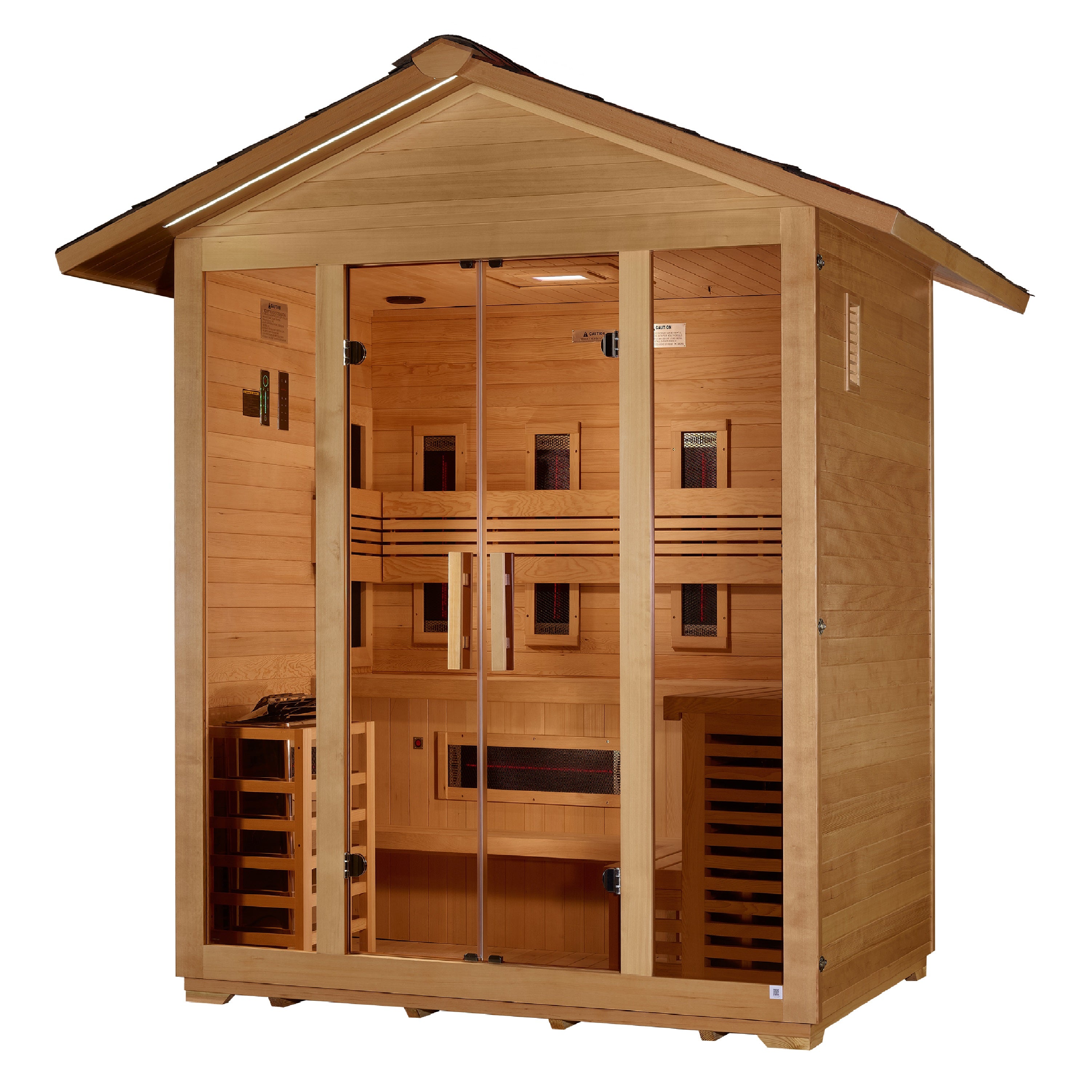 Golden Designs Gargellen 5-Person Hybrid Outdoor Sauna (Full Spectrum IR + Traditional Stove), view 3