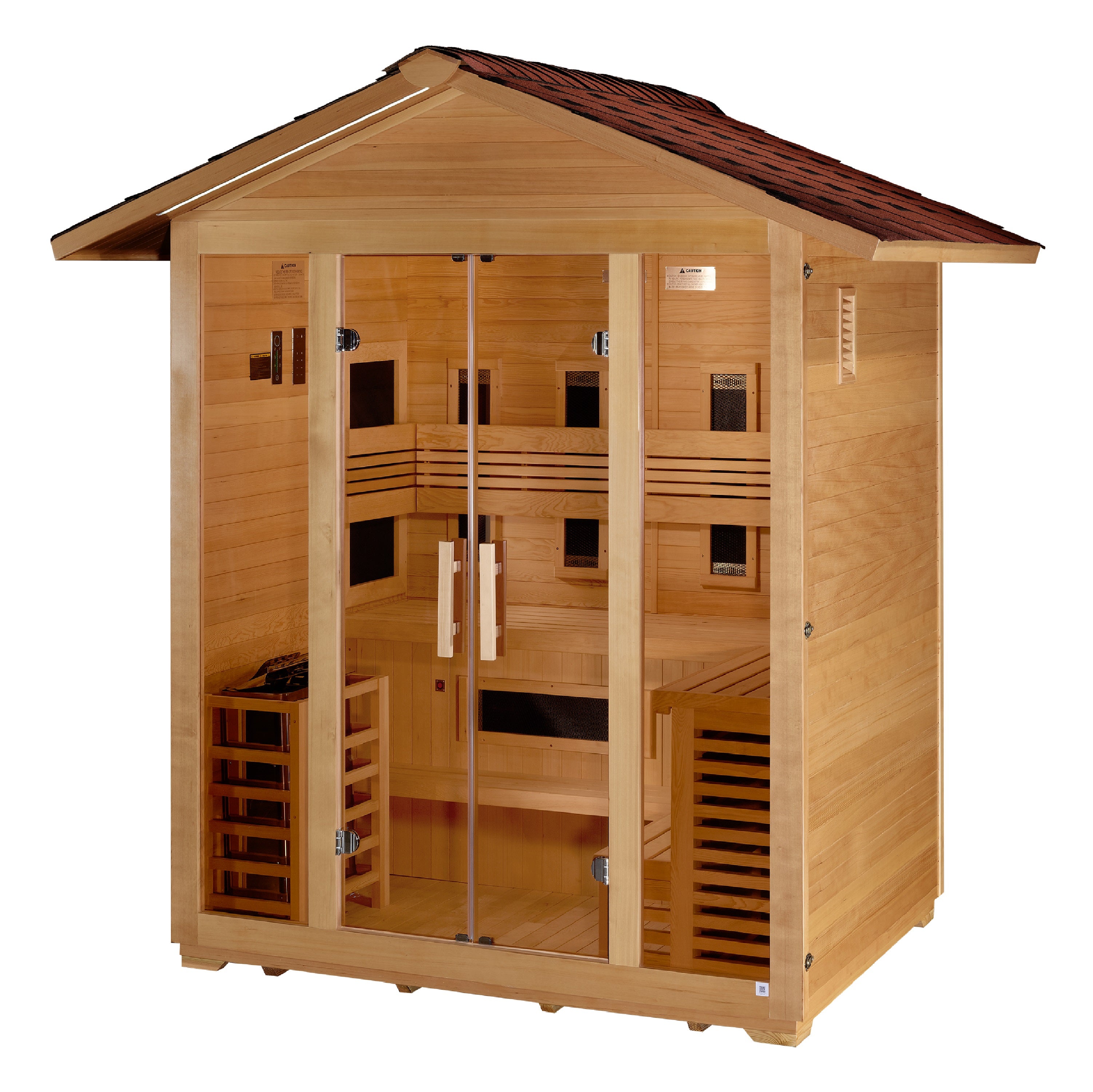 Golden Designs Gargellen 5-Person Hybrid Outdoor Sauna (Full Spectrum IR + Traditional Stove), view 4