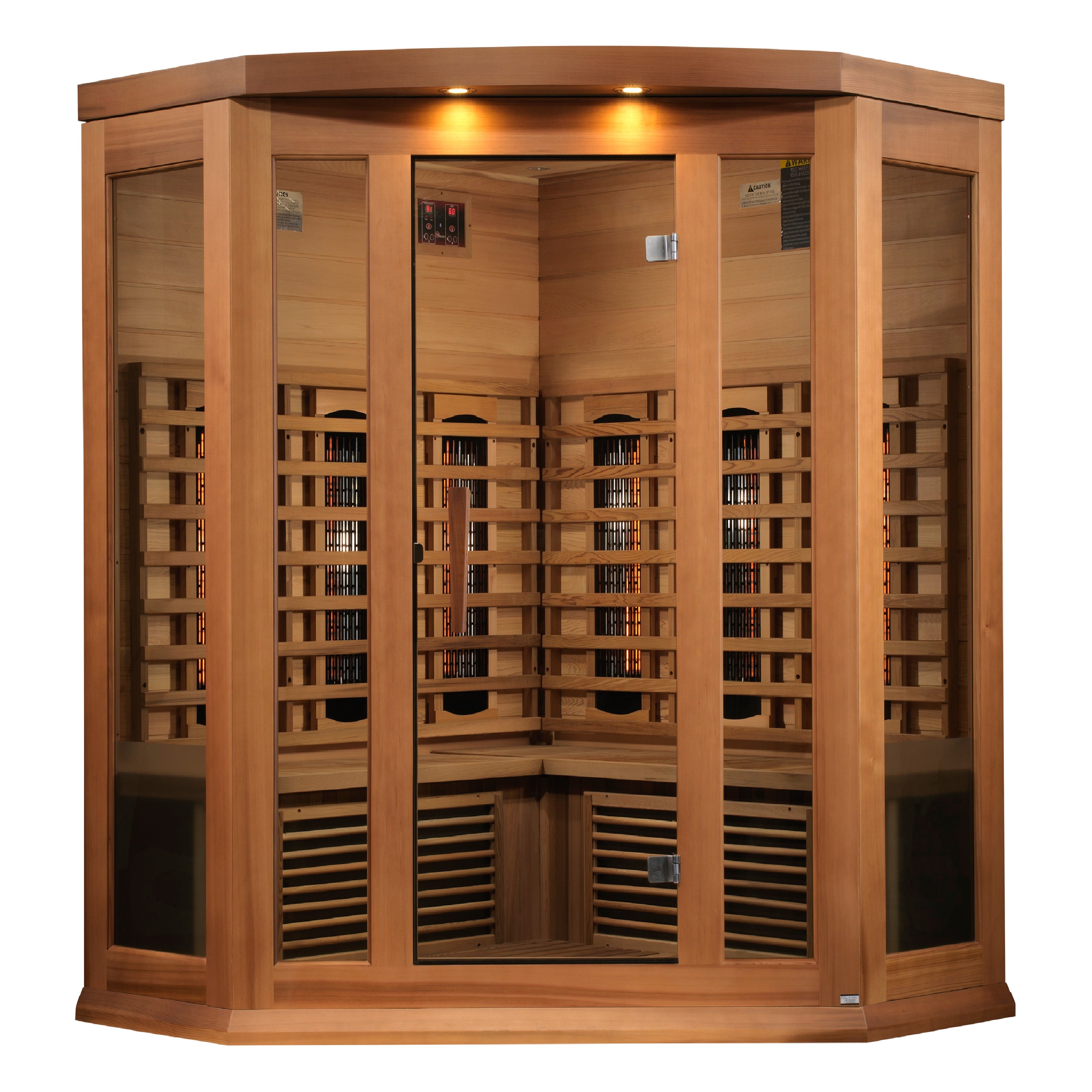 Maxxus 3-Person Corner Full Spectrum Near-Zero EMF Infrared Sauna (Canadian Red Cedar), view 2
