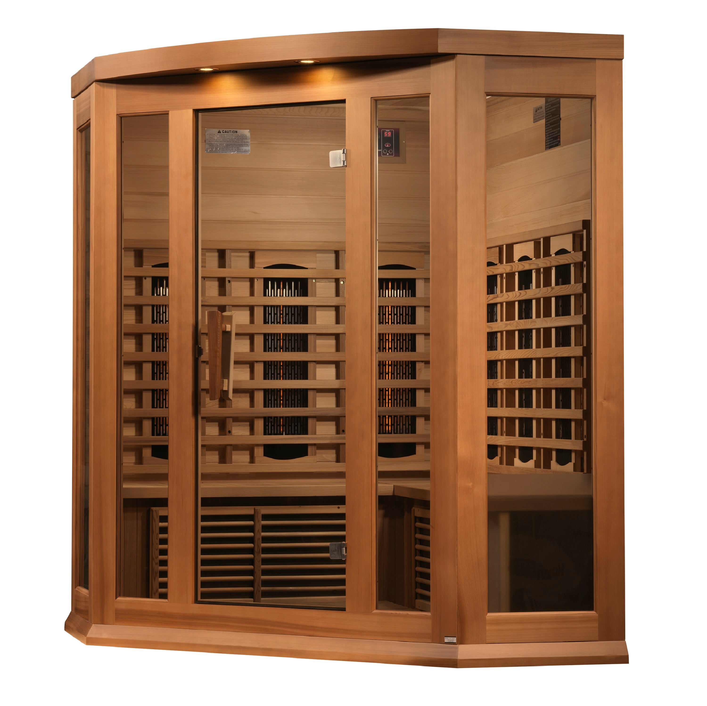 Maxxus 3-Person Corner Full Spectrum Near-Zero EMF Infrared Sauna (Canadian Red Cedar), view 3
