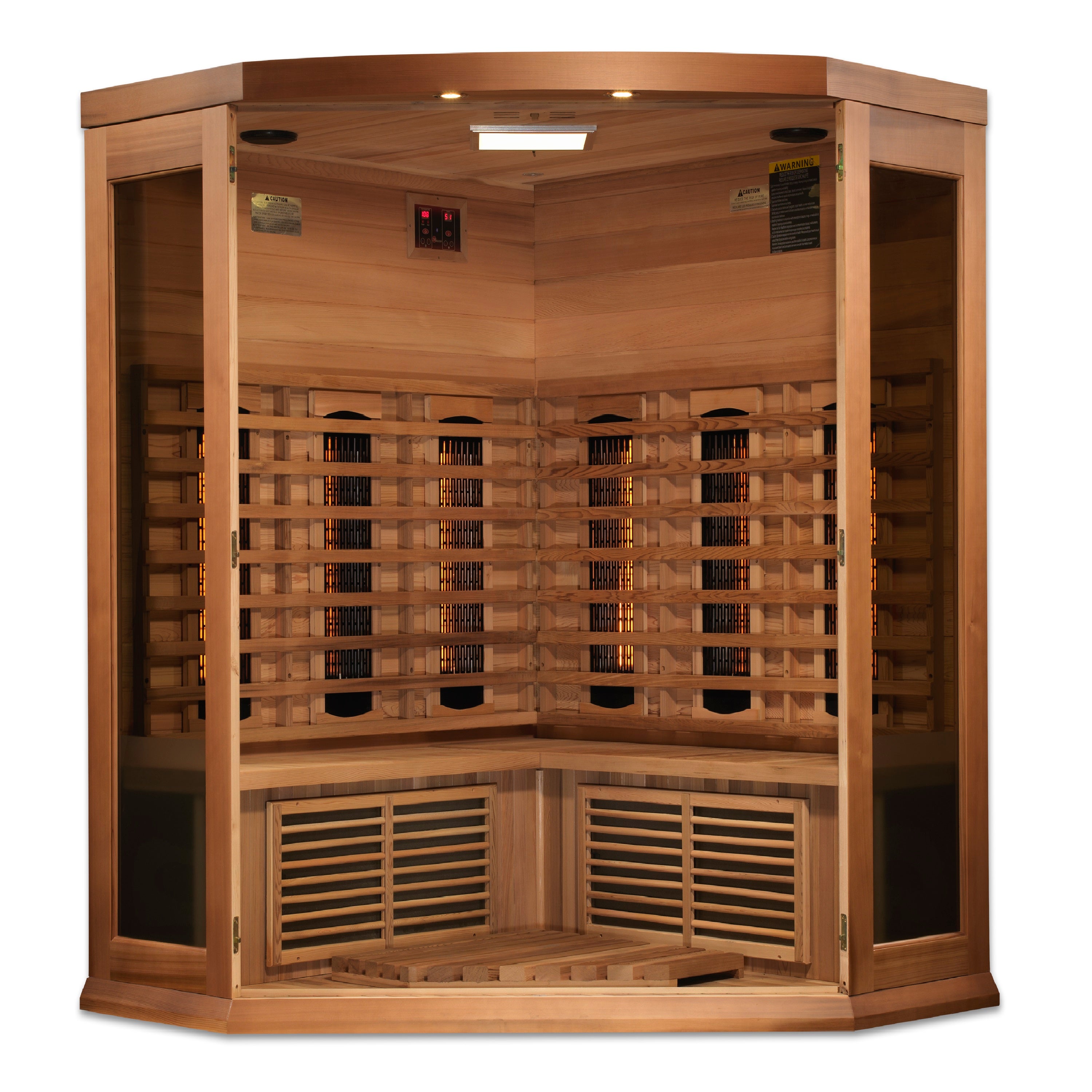 Maxxus 3-Person Corner Full Spectrum Near-Zero EMF Infrared Sauna (Canadian Red Cedar), view 4