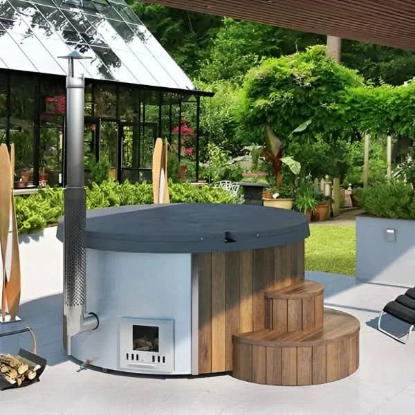SaunaLife Model S4N Soak-Series Wood-Burning Hot Tub (Natural, Up to 6 Persons)